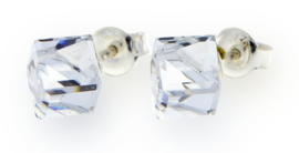 Stevige Witte Glaskristallen Kubus Oorstekers van Spark Jewelry