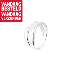 Glanzende Fantasie Ring van Gepolijst Zilver / Maat 17,8