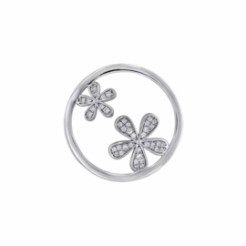 Zilveren Flower Twins 24mm Insignia met Zirkonia’s van MY iMenso