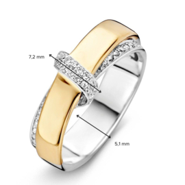 Excellent Jewelry Fantasie Bicolor Ring met Diamant Rijen