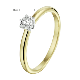 Geelgouden Ring met Diamant en Witgoud