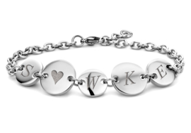 Armband met Rondjes en Initialen van Staal | Names4ever