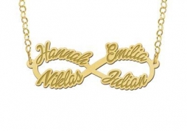 Names4ever Vier Namen Infinity Ketting van Goud