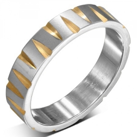 Zilver/Goud kleurige stalen ring - Graveer Ring SKU72548