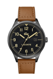 Lacoste Zwart Continental Heren Horloge met Lichtbruin Horlogeband
