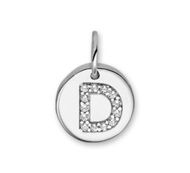 Letter D Bedel Hanger van Zilver met Zirkonia’s