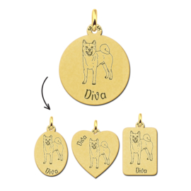 Gepersonaliseerde Akita Hond Hanger van Goud + Naam