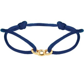 Donkerblauwe Armband met Gouden Schakels