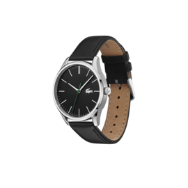 Lacoste Zilverkleurig Vienna Horloge met Zwarte Horlogeband voor Heren