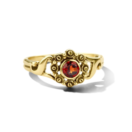 Gouden Vintage Ring Bloem Granaat 0.30ct