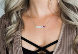 Zilveren Naamketting met Roze Hartje Annika | Names4ever