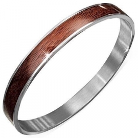 Bruine Bangle armband met houtstructuur SKU74696