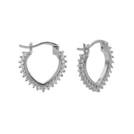 Zilveren V-Vormige Hoops oorbellen met Zirkonia’s | Karma Jewelry