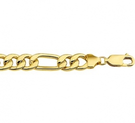Slanke Figaro Gouden Schakelarmband met Zilveren Kern | Lengte 21 cm