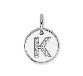 Letter K Bedel Hanger van Zilver met Zirkonia’s