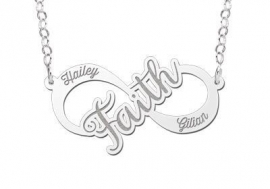 Names4ever Faith Infinity Ketting van Zilver - Graveer Sieraad