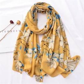 Fleurige Gele Sjaal met Bloemen M1573