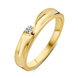 Excellent Jewelry Geelgouden Ring met Vloeiend Zirkonia Kopstuk