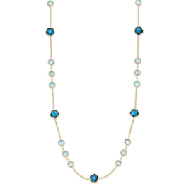 Excellent Jewelry Geelgouden Collier met London Blue Topaas Edelstenen