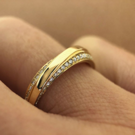 Excellent Jewelry Geelgouden Fantasie Ring met Diamanten Rijen