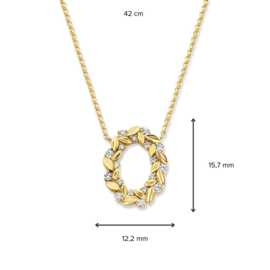 Excellent Jewelry Gouden Collier met Bloemenkrans Hanger met Diamanten