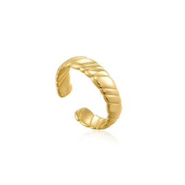 Goudkleurige Brede Ring met Kabelmotief van Ania Haie One-Size