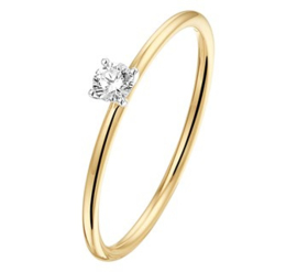 Gouden Ring met Witgouden Diamant Kopstuk