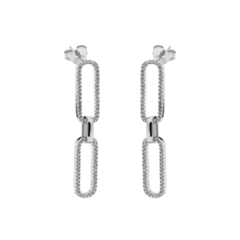 Karma | Zilveren Oorhangers Symbols XL Double Zirconia Oval met Zirkonia’s