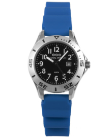 Jongens Horloge met Zilverkleurige Kast en Blauwe Horlogeband