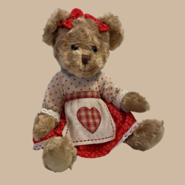 Meisje Teddybeer met Hartjes Outfit  + Naam Armbandje