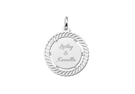 Zilveren Ronde Hanger met Sierlijke Rand en Gravure | Names4ever