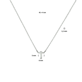 Zilveren Anker Collier met Letter T Hanger