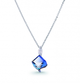 Kubus Blauwe Glaskristallen Ketting van Spark Jewelry
