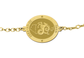 Gouden Armband met Ovaalvormige Steenbok Sterrenbeeld Naamhanger > Names4ever