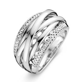 Excellent Jewelry Witgouden Fantasie Ring met Diamant Rijen