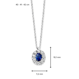 Excellent Jewelry Witgouden Collier met 0,25 crt. Saffier en Briljanten
