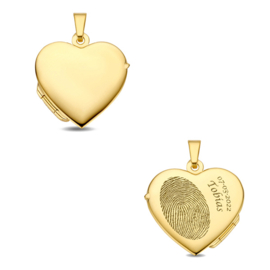 Names4ever Gouden Hart Foto Medaillon met Naam + Vingerafdruk