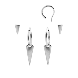 Karma Jewelry – Zesdelige Cute Cone Earparty Set - Zilver