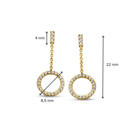 Excellent Jewelry Gouden Oorstekers met Opengewerkte Diamant Cirkel