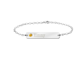 Kimmy Bar Armband van Zilver met Naam en Geboortesteen > Names4ever