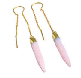 Oorhangers met Schakelketting en Roze Opalite Edelstenen