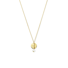 14K Gouden Collier met Rondje en Parel