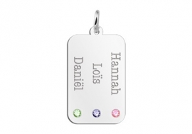 Zilveren Dog Tag met Drie Geboortestenen Names4ever