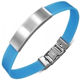 Blauwe graveer armband / Armband inkorten mogelijk