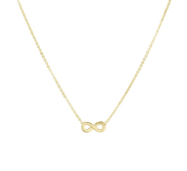 Geelgouden Schakelcollier met Infinity Plaatje