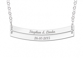 Dubbele Bar Naamketting van Zilver Names4ever ZNKB006