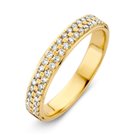Excellent Jewelry Vlakke Geelgouden Ring met Diamanten