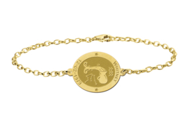 Gouden Armband met Ovaalvormige Waterman Sterrenbeeld Naamhanger > Names4ever