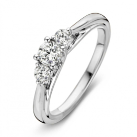 Excellent Jewelry Witgouden Ring met Diamanten Kopstuk