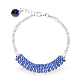 Stylish Zilveren Armband met Blauwe Glaskristallen